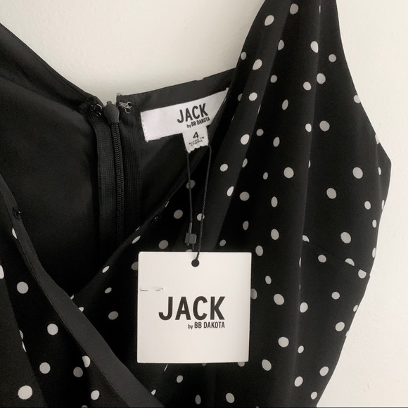 JACK by BB Dakota Black Polka Dot One Sleeve Dress - Picture 3 of 8